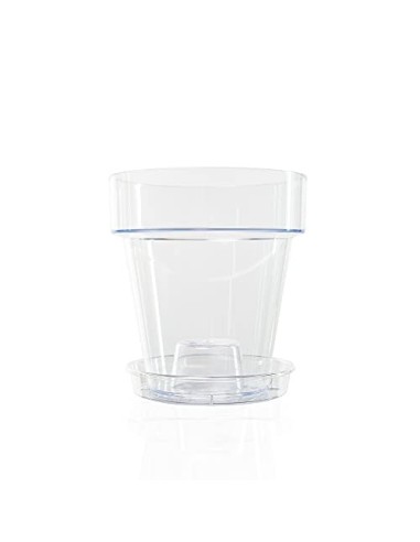 Kalapanta Kit para Trasplantar Orquídeas: 1 Maceta Transparente Ø14cm con Agujeros de Drenaje, 1 Plato Ø12cm, 1 Saco de 2L de