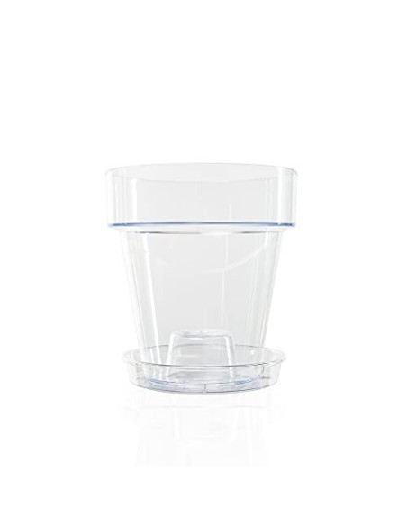 Kalapanta Kit para Trasplantar Orquídeas: 1 Maceta Transparente Ø14cm con Agujeros de Drenaje, 1 Plato Ø12cm, 1 Saco de 2L de