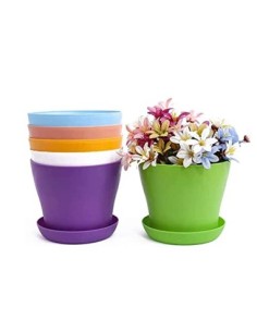 TSKDKIT 20cm macetas de plástico con Plato Extra Grandes macetas de plástico Coloridas macetasplantas bonsái macetas de siemb