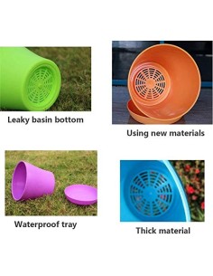 TSKDKIT 20cm macetas de plástico con Plato Extra Grandes macetas de plástico Coloridas macetasplantas bonsái macetas de siemb 2