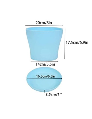 TSKDKIT 20cm macetas de plástico con Plato Extra Grandes macetas de plástico Coloridas macetasplantas bonsái macetas de siemb