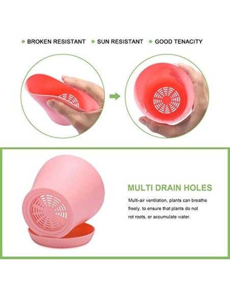 TSKDKIT 20cm macetas de plástico con Plato Extra Grandes macetas de plástico Coloridas macetasplantas bonsái macetas de siemb