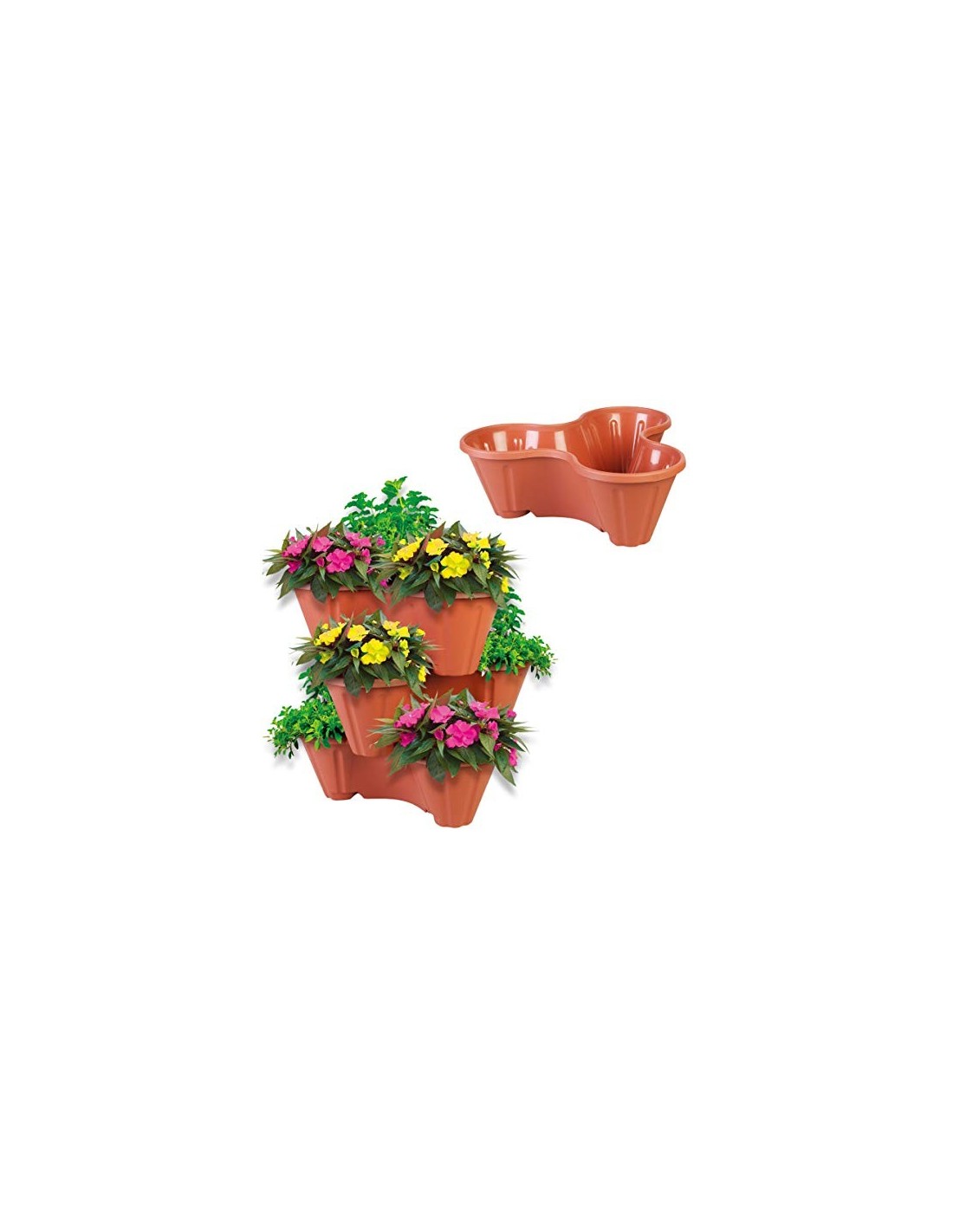  Macetero de plástico de color AGOKA (2 piezas) de madera,  macetas, macetas, macetas de jardín con agujeros en la parte inferior,  decoración del hogar de jardín, maceta de interior, jardín al
