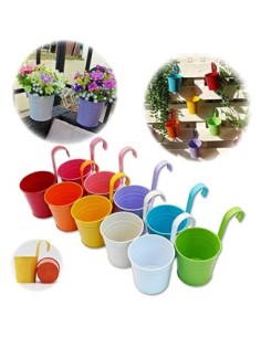 GIOVARA Juego de 10 Jarrones de Flores de Metal Florero para Colgar Canasta sin Orificio de Drenaje, Gancho Desmontable, Balc