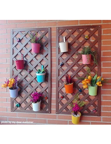 GIOVARA Juego de 10 Jarrones de Flores de Metal Florero para Colgar Canasta sin Orificio de Drenaje, Gancho Desmontable, Balc