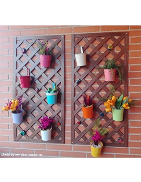 GIOVARA Juego de 10 Jarrones de Flores de Metal Florero para Colgar Canasta sin Orificio de Drenaje, Gancho Desmontable, Balc