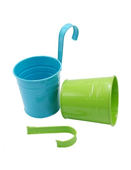 GIOVARA Juego de 10 Jarrones de Flores de Metal Florero para Colgar Canasta sin Orificio de Drenaje, Gancho Desmontable, Balc