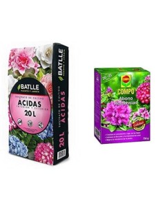 Sustratos - Sustrato Plantas Ácidas 20L - Batlle + Compo 750 G Abono De Hortensias Y Camelias para Plantas De Interior, Terra