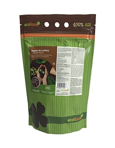 CULTIVERS Humus de Lombriz Ecológico 3 L Universal. Abono para Plantas. Fertilizante Orgánico 100% Natural. Reconstituyente d