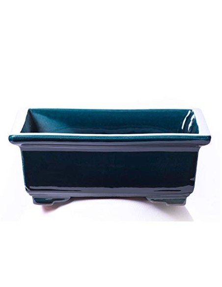 Maceta para Bonsai DE Barro Y ESMALTADA EN Color Azul RABEL. Medidas 18X14X6 CM.Modelo HIROSIMA. con TU Compra TE REGALAMOS E