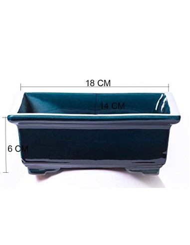 Maceta para Bonsai DE Barro Y ESMALTADA EN Color Azul RABEL. Medidas 18X14X6 CM.Modelo HIROSIMA. con TU Compra TE REGALAMOS E