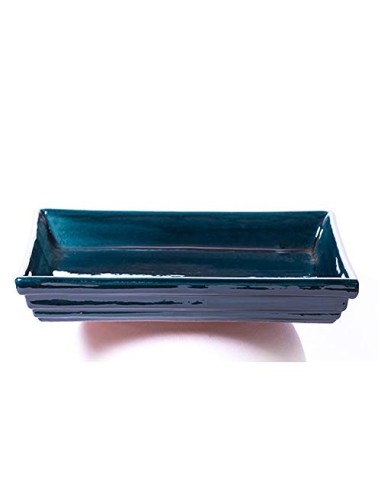 Maceta para Bonsai DE Barro Y ESMALTADA EN Color Azul RABEL. Medidas 18X14X6 CM.Modelo HIROSIMA. con TU Compra TE REGALAMOS E