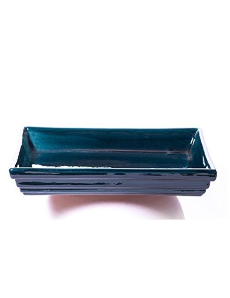 Maceta para Bonsai DE Barro Y ESMALTADA EN Color Azul RABEL. Medidas 18X14X6 CM.Modelo HIROSIMA. con TU Compra TE REGALAMOS E