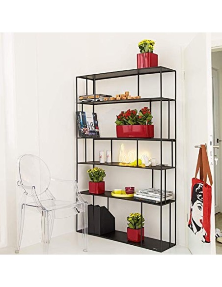 LECHUZA Cube - Maceta de riego Triple Brillante para jardín, Maceta para Interiores y Exteriores, con Orificio de Drenaje, po