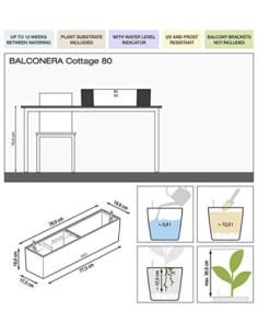 Lechuza Cottage 80 - Balconera, 19 x 79 x 19 cm, Color Blanco 2