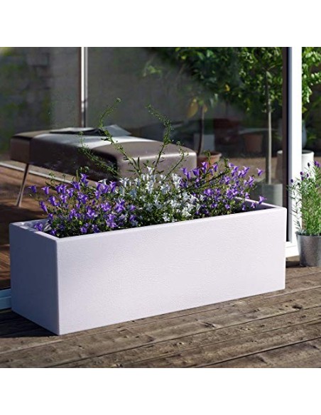 Deuba Maceta para Plantas Rectangular 80cm 33L Jardinera Plástico Símil Piedra Interior Exterior