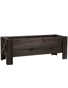 Outsunny Huerto Urbano Jardinera Macetero de Madera Arriate de Jardín Rectangular con Patas para Flores Plantas Cultivos 100x