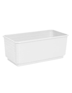 Acan Jardinera Rectangular Blanca de plástico 10 x 24,7 x 13 cm, Maceta, macetero, Recipiente para Plantas y Flores, Uso Inte