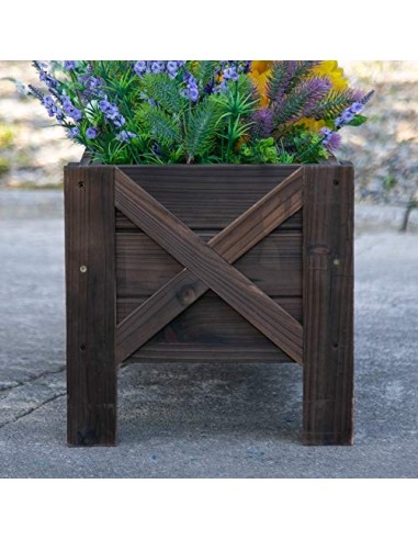 Outsunny Huerto Urbano Jardinera Macetero de Madera Arriate de Jardín Rectangular con Patas para Flores Plantas Cultivos 100x