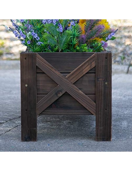 Outsunny Huerto Urbano Jardinera Macetero de Madera Arriate de Jardín Rectangular con Patas para Flores Plantas Cultivos 100x