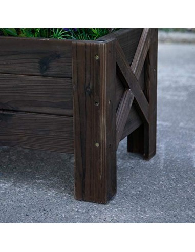 Outsunny Huerto Urbano Jardinera Macetero de Madera Arriate de Jardín Rectangular con Patas para Flores Plantas Cultivos 100x