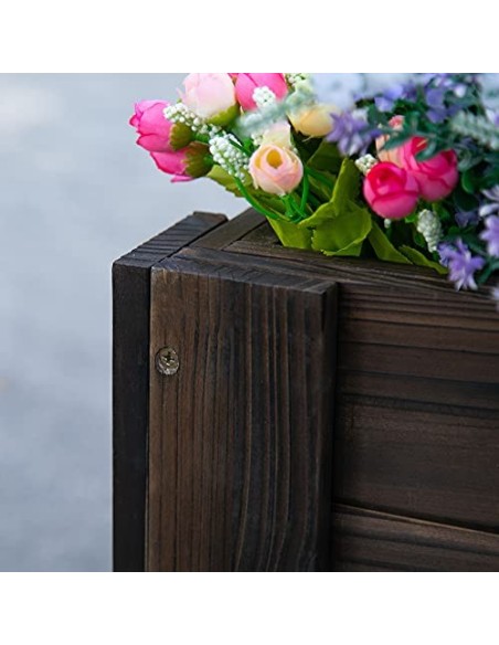 Outsunny Huerto Urbano Jardinera Macetero de Madera Arriate de Jardín Rectangular con Patas para Flores Plantas Cultivos 100x