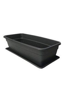 Jardin202 - Jardinera 60 cm Gris con Plato Incorporado - Maceta con Agujeros de Drenaje