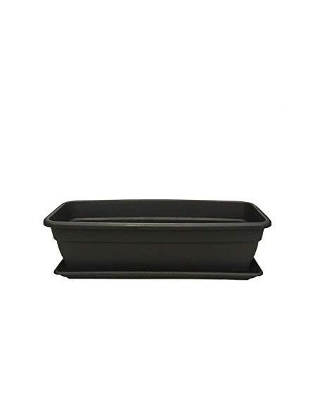 Jardin202 - Jardinera 60 cm Gris con Plato Incorporado - Maceta con Agujeros de Drenaje