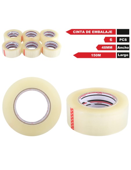 Cinta Embalar Transparente 48mm Precinto Cinta adhesiva para Cajas y Paquetes
