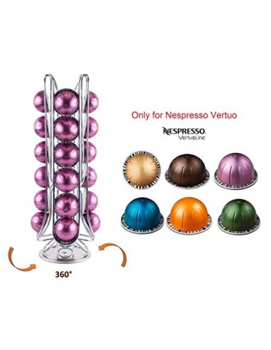 EXZACT Soporte para cápsulas de café, compatible con cápsulas Nespresso Vertuoline  24 piezas  - estante giratorio de torre d