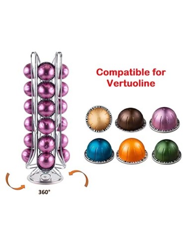 EXZACT Soporte para cápsulas de café, compatible con cápsulas Vertuo Nespresso  24 piezas  – Estante giratorio para torre de 