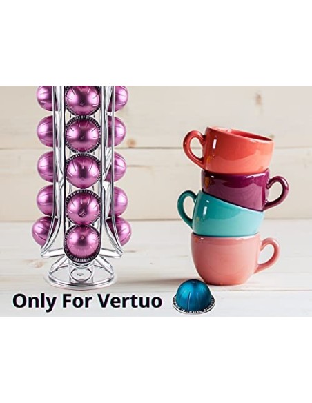 EXZACT Soporte para cápsulas de café, compatible con cápsulas Vertuo Nespresso  24 piezas  – Estante giratorio para torre de 