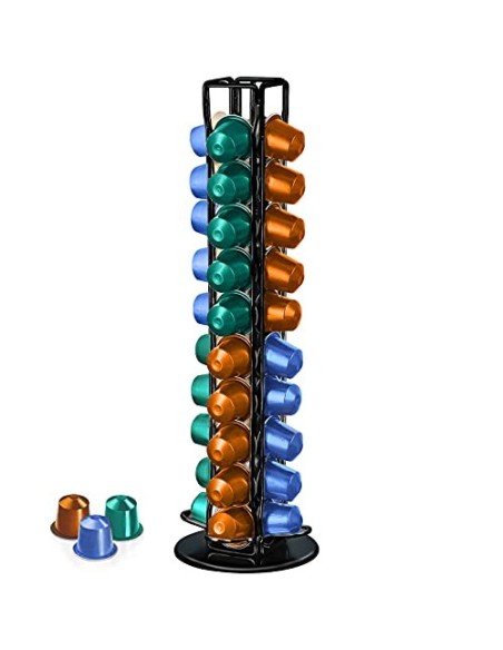 Frasheng Soportes para Cápsulas de Café,Puede Contener 40 cápsulas,360 Grados Giratorio,La base de fieltro y antiarañazos pro