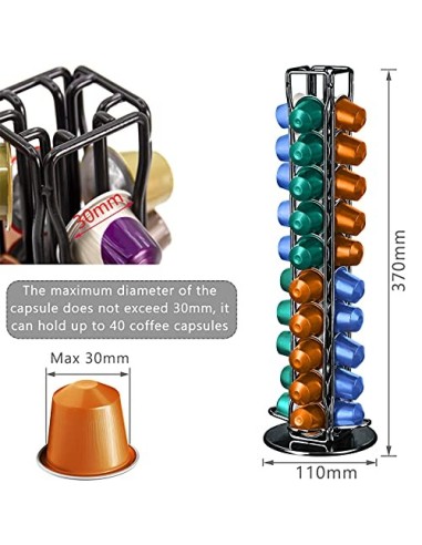 Frasheng Soportes para Cápsulas de Café,Puede Contener 40 cápsulas,360 Grados Giratorio,La base de fieltro y antiarañazos pro