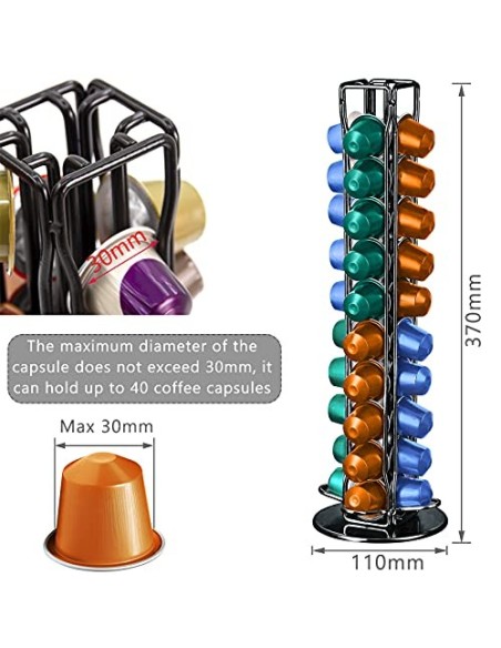 Frasheng Soportes para Cápsulas de Café,Puede Contener 40 cápsulas,360 Grados Giratorio,La base de fieltro y antiarañazos pro
