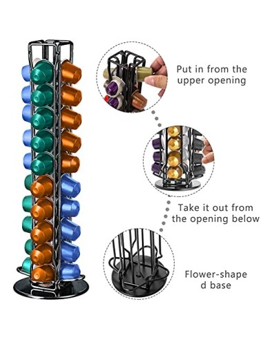 Frasheng Soportes para Cápsulas de Café,Puede Contener 40 cápsulas,360 Grados Giratorio,La base de fieltro y antiarañazos pro