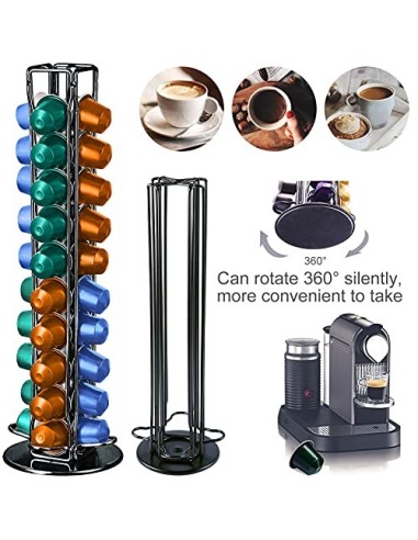 Frasheng Soportes para Cápsulas de Café,Puede Contener 40 cápsulas,360 Grados Giratorio,La base de fieltro y antiarañazos pro