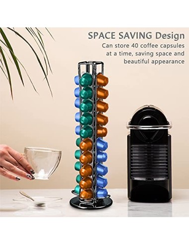 Frasheng Soportes para Cápsulas de Café,Puede Contener 40 cápsulas,360 Grados Giratorio,La base de fieltro y antiarañazos pro