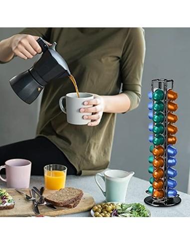 Frasheng Soportes para Cápsulas de Café,Puede Contener 40 cápsulas,360 Grados Giratorio,La base de fieltro y antiarañazos pro