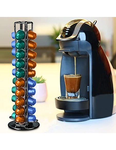 Frasheng Soportes para Cápsulas de Café,Puede Contener 40 cápsulas,360 Grados Giratorio,La base de fieltro y antiarañazos pro