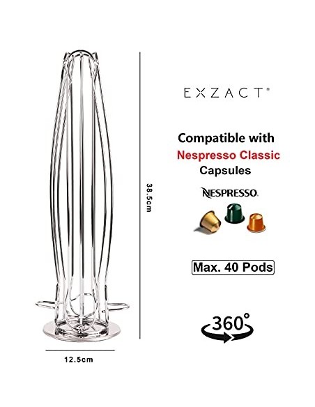 EXZACT Soporte para cápsulas de café, compatible con cápsulas Nespresso Classic  40 piezas  - estante giratorio de torre de c