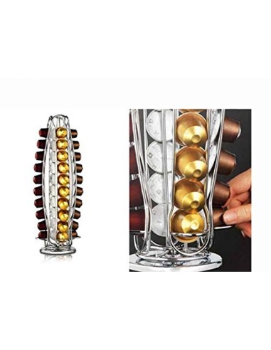 EXZACT Soporte para cápsulas de café, compatible con cápsulas Nespresso Classic  40 piezas  - estante giratorio de torre de c