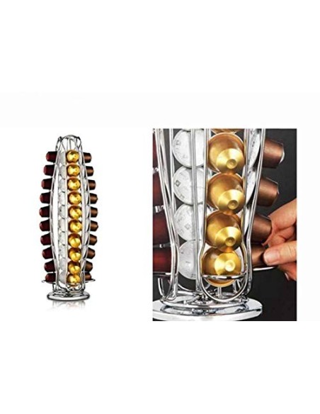 EXZACT Soporte para cápsulas de café, compatible con cápsulas Nespresso Classic  40 piezas  - estante giratorio de torre de c