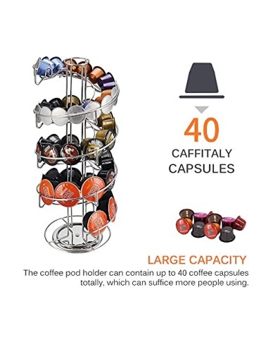 Soporte para cápsulas de café, SUNASQ Soporte para cápsulas de café con capacidad para 50 cápsulas, Organizador de almacenami