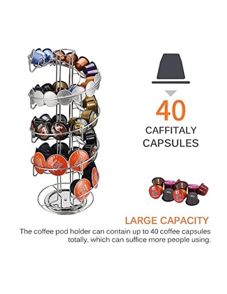 Soporte para cápsulas de café, SUNASQ Soporte para cápsulas de café con capacidad para 50 cápsulas, Organizador de almacenami