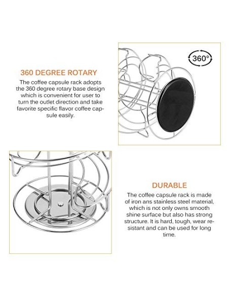 Soporte para cápsulas de café, SUNASQ Soporte para cápsulas de café con capacidad para 50 cápsulas, Organizador de almacenami