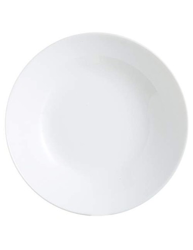 Arcopal Zelie Set 12 platos hondo, Vajilla vidrio opal extra resistente, 20cm, Blanco