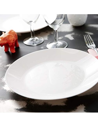 Arcopal Zelie Set 12 platos hondo Vajilla vidrio opal extra resistente 20cm Blanco Hansel Home