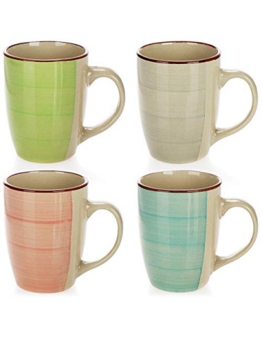 COM-FOUR® 4x Taza de café de cerámica - Taza de café de diseño moderno - Tazas para bebidas frías y calientes - 260 ml  04 pi