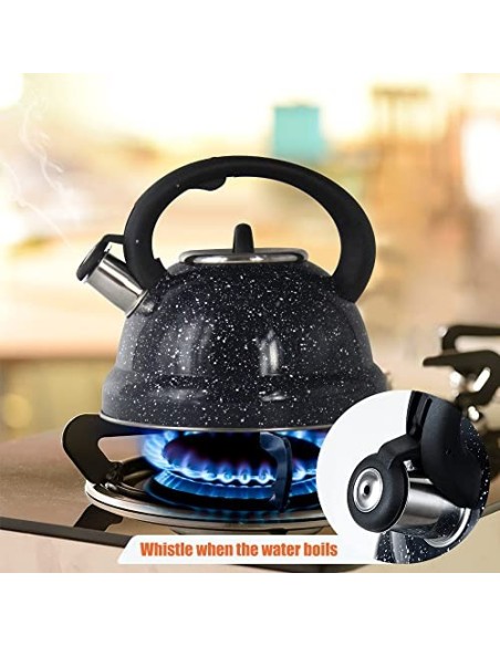 Rossetto-Tetera clásica para inducción,hervidor de agua gas,INOX premier, 3L, azul ,con silbato y mango antiquemaduras,apta p